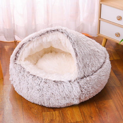 FurLuxe CozyNest Anxiety Relief Pet Bed for Small Dogs - Self-Warming Faux Fur Design, Machine Washable