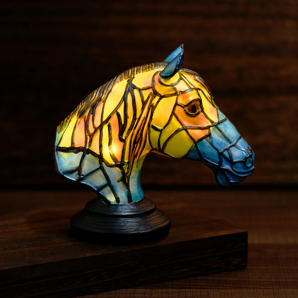 Royallure Mermaid Stained Glass Animal Lamp – 12 Captivating Designs - Horse