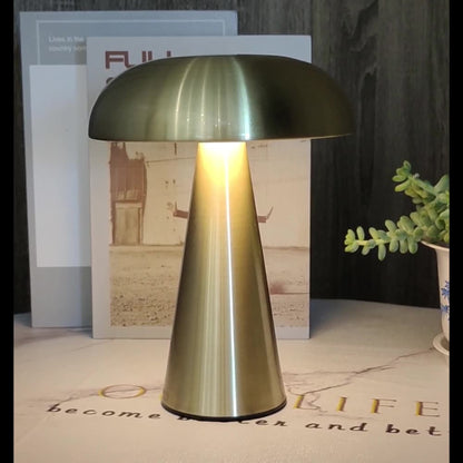 Royaleva Giro Portable Table Lamp - Rechargeable Cordless Mushroom LED Lamp - Gold