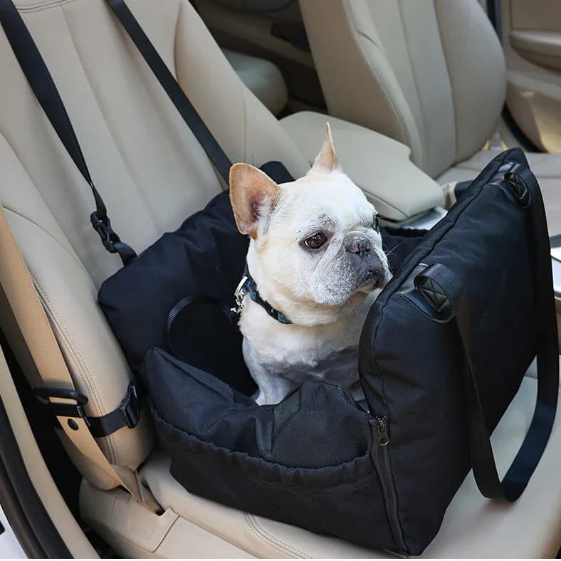 Pawelux Waterproof Dog Car Booster Seat with Storage Pockets - Comfortable & Safe Travel Solution for Pets