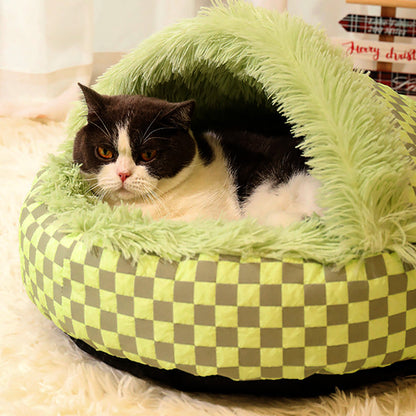 Furora Cozy Cave Bed for Cats & Small Dogs - Plush Anxiety Relief Sanctuary