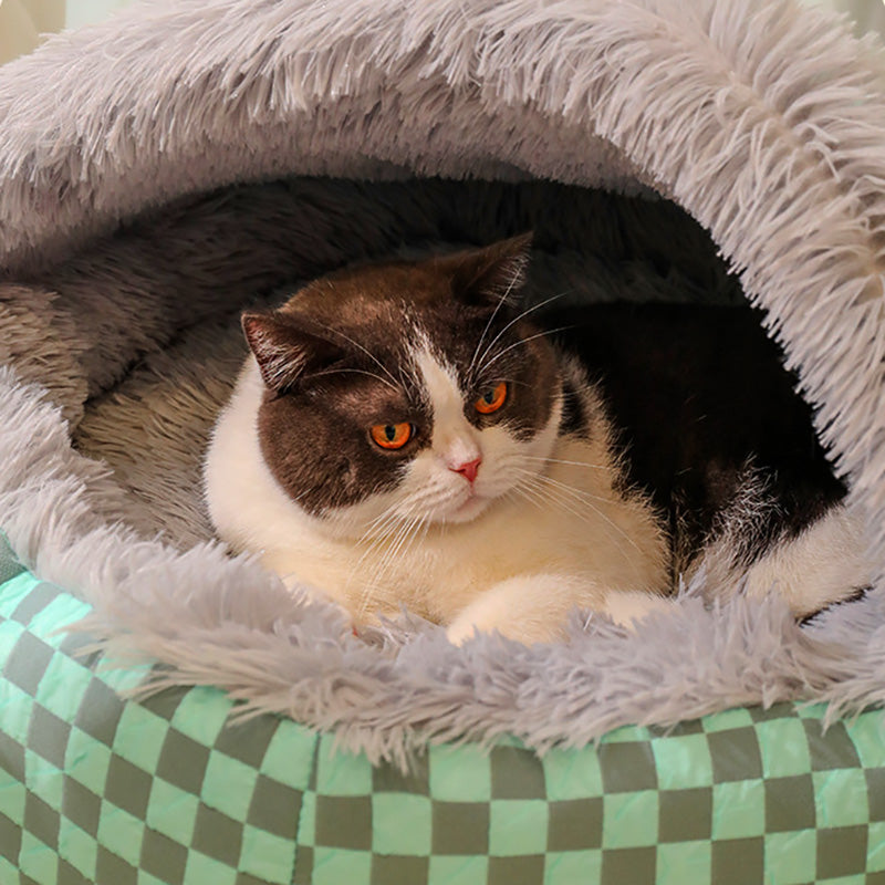 Furora Cozy Cave Bed for Cats & Small Dogs - Plush Anxiety Relief Sanctuary