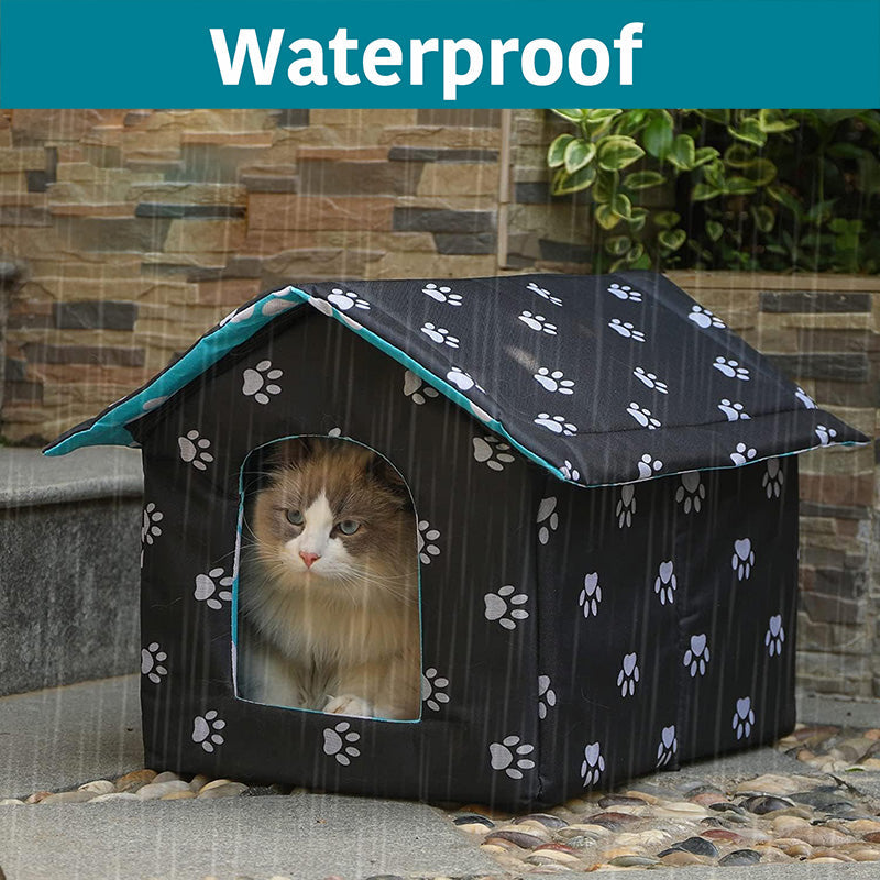 Pawelux Outdoor Cat House – Waterproof with Self-Warming Pad for Comfort