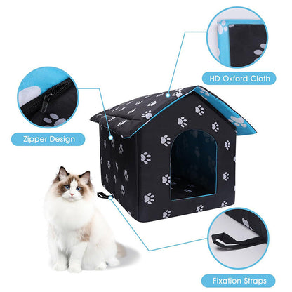 Pawelux Outdoor Cat House – Waterproof with Self-Warming Pad for Comfort