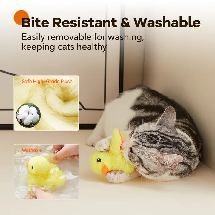 Pawellure Interactive Flapping Duck Cat Toy - Rechargeable Squeaky Plush for Feline Fun and Stimulation