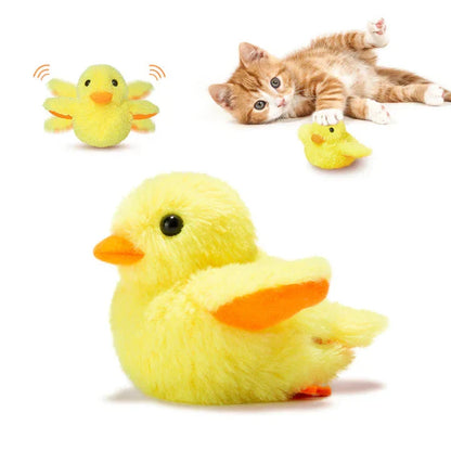 Pawellure Interactive Flapping Duck Cat Toy - Rechargeable Squeaky Plush for Feline Fun and Stimulation