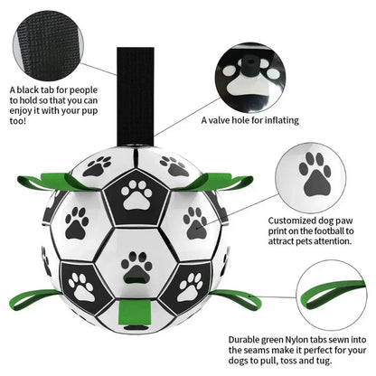 Pawelux Interactive Dog Soccer Ball with Easy Grip Straps – Durable, Safe & Fun Outdoor Pet Toy