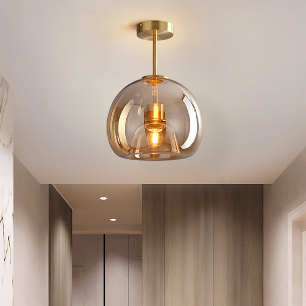 Royallure Copper Glass Semi Flush Mount Ceiling Light - Vintage Charm & Modern Elegance