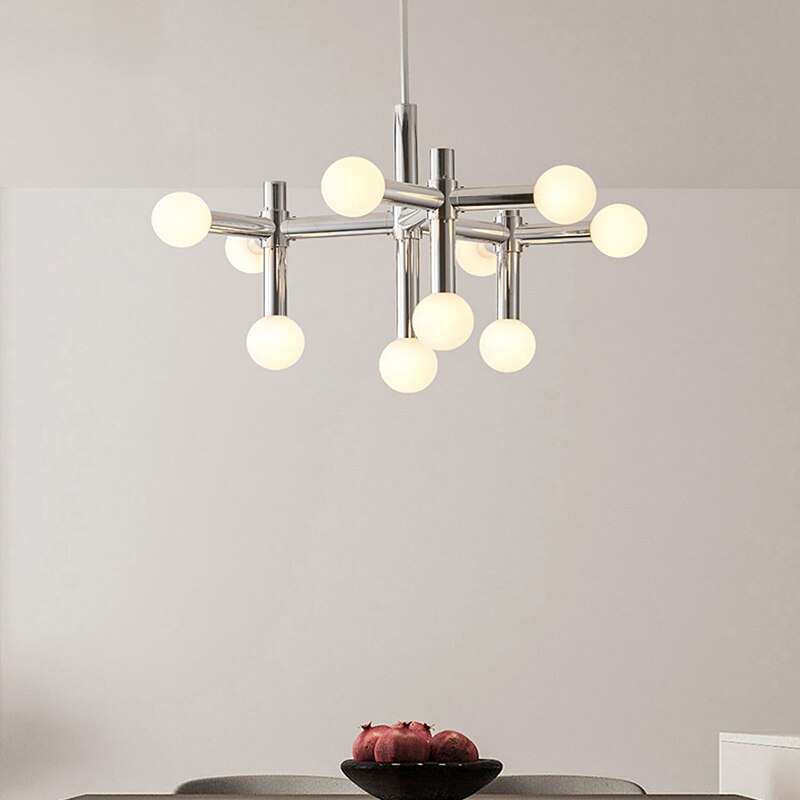 RoyaleGlow Modern Chrome Glass Orb Chandelier - Elegant Ceiling Fixture - Medium 10 Heads