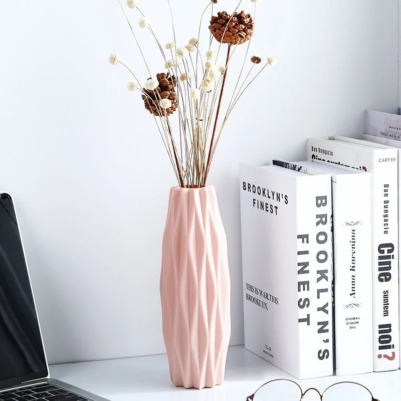 Royelux Diamond Plastic Flower Vase - Modern Imitation Ceramic Pot