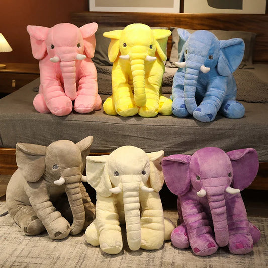 RoyaleGlow Baby Elephant Pillow - Soft Plush Stuffed Animal for Kids & Infants - Yellow / 40cm