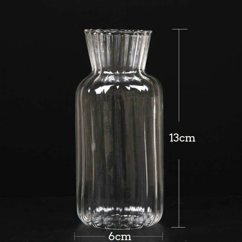 Royelux Glass Hydroponic Vase - Elegant Striped Vase for Flower Arrangements