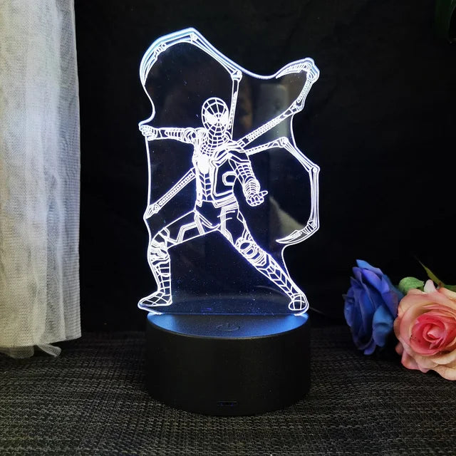 Royallure 3D Spiderman LED Night Light - USB Powered Phantom Desk Lamp - Navy Blue / 7 colors no remote