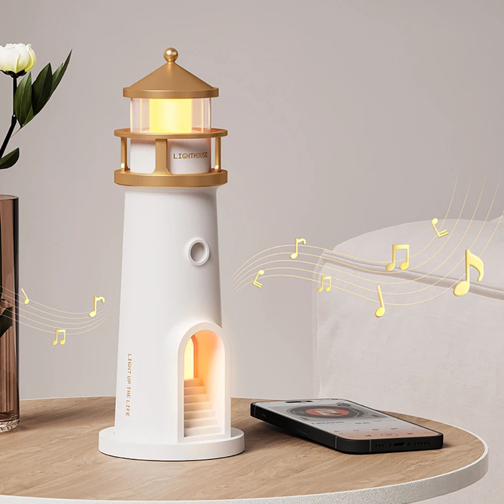 Lighthouse Projection Night Light – Bluetooth Music & Moonlight Ambient Lamp