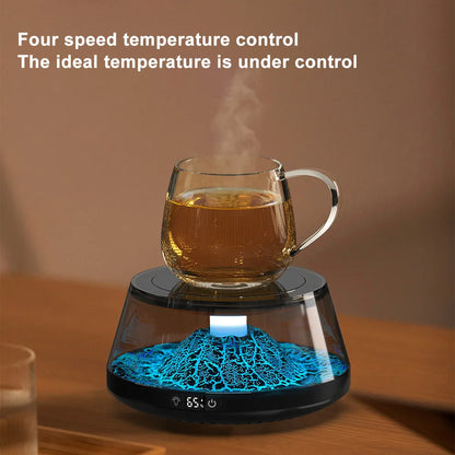 Royaleva USB Smart Cup Warmer Coaster – LED-Lit Thermostatic Heating for Coffee & Tea