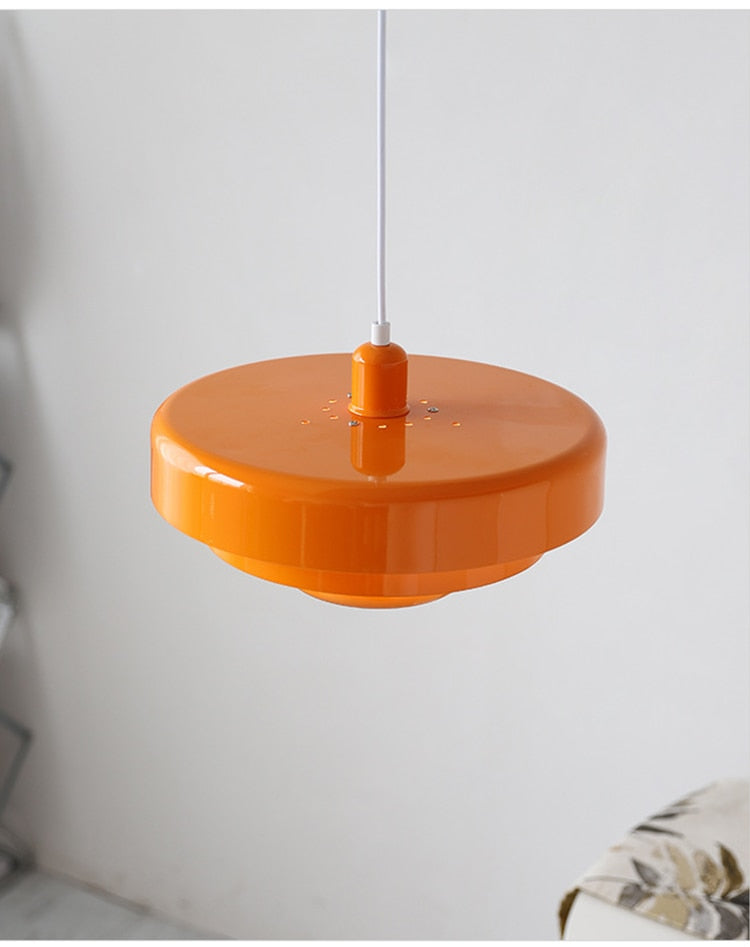 RoyaleGlow Vibrant Multicolor Lacquered Metal Pendant Light - Modern Home Decor - Orange