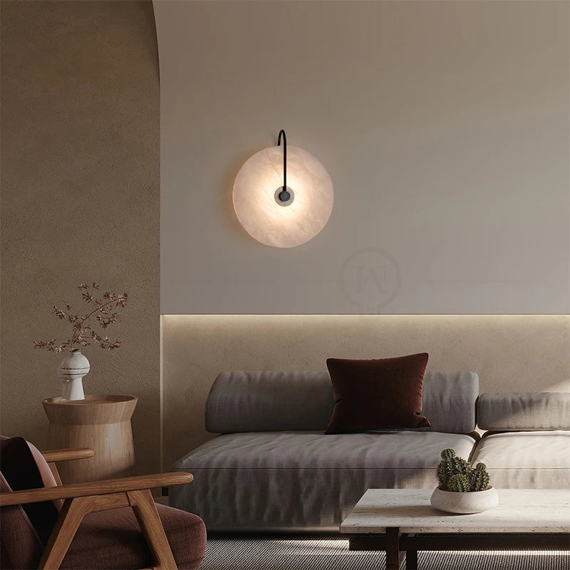 Royaleva Nordic Minimalist Marble Wall Lamp - Modern Circular LED Lighting - Gold / 16CM / White light 6000K