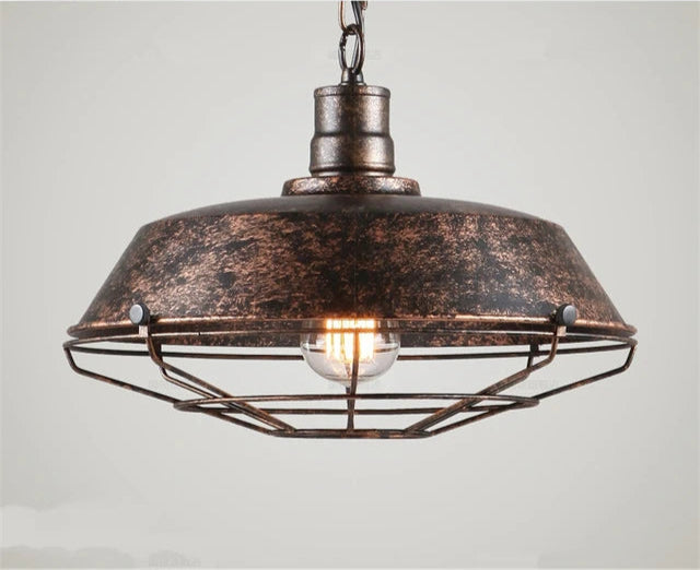 Royelux Industrial Retro Iron Pendant Light - Vintage Hanging Lamp for Dining & Cafes - Rust lnclude