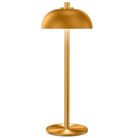 Rechargeable cordless LED desk lamp in gold with touch control, adjustable brightness, and multiple color modes for modern indoor and outdoor lighting.