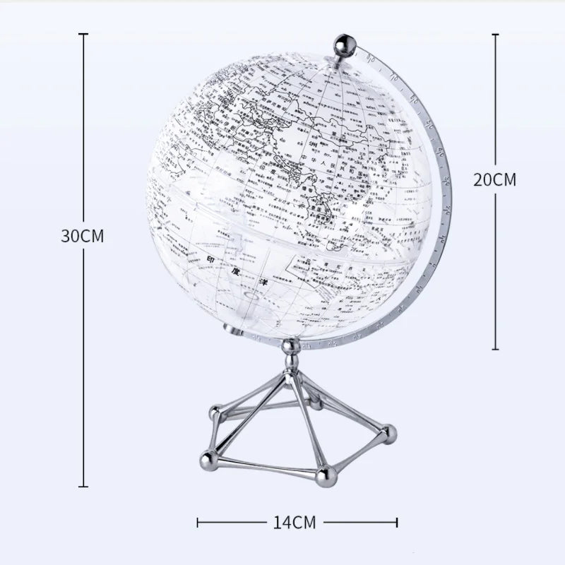 Royaleva LED Rotating World Globe Lamp – Illuminated Earth Decoration - White / USB Powered