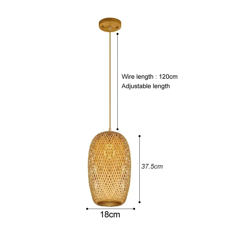 Royaleva Classic Bamboo Rattan Chandelier - Handmade Weaving Pendant Light - D