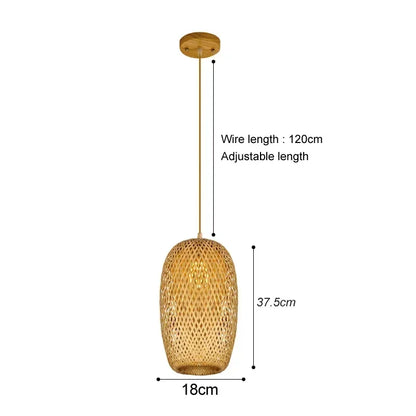 Royaleva Classic Bamboo Rattan Chandelier - Handmade Weaving Pendant Light - D