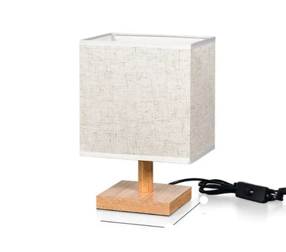 Royellure Retro Fabric Wooden Table Lamp - Elegant Lighting for Bedroom & Living Room - C