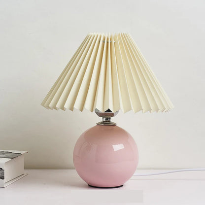 Ceramic Pleated Table Lamp with Tricolored LED