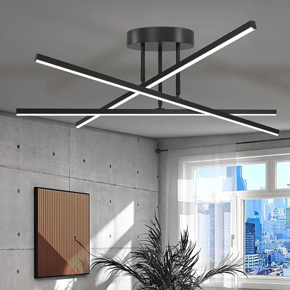 Modern LED Ceiling Chandelier - Nordic Style for Living Room, Dining Room, and Bedroom - Black / Warm White