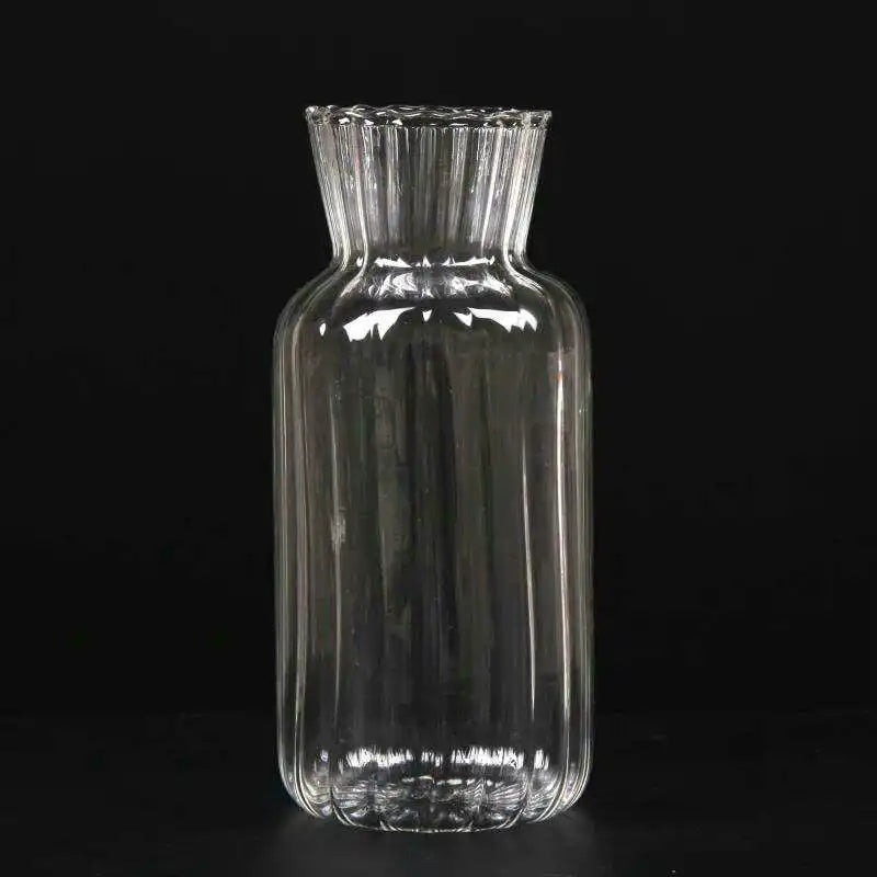 Royelux Glass Hydroponic Vase - Elegant Striped Vase for Flower Arrangements