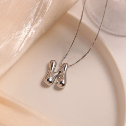 Royelux A-Z Balloon Bubble Letter Pendant Necklace – Silver Chunky Initial Jewelry