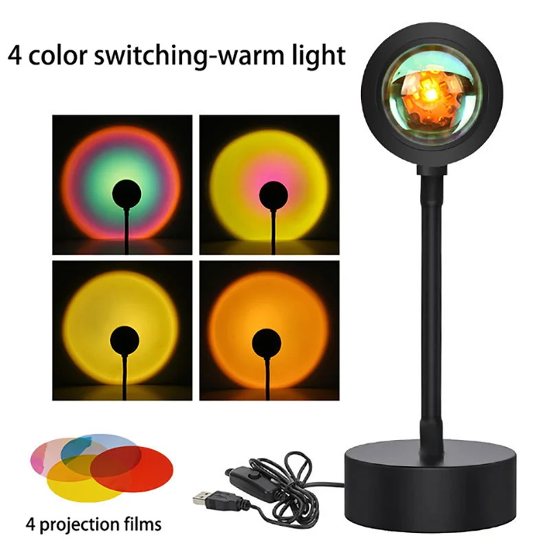 Sunset Lamp with Remote Control - 16 Colors & 360° Rotation - four kinds of lights