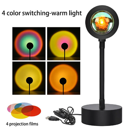 Sunset Lamp with Remote Control - 16 Colors & 360° Rotation - four kinds of lights