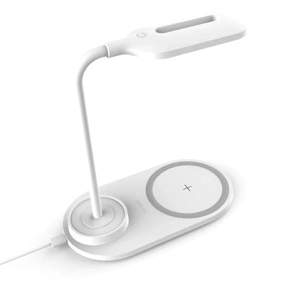 Wireless Charging Table Lamp with phone charging and adjustable lighting modes.