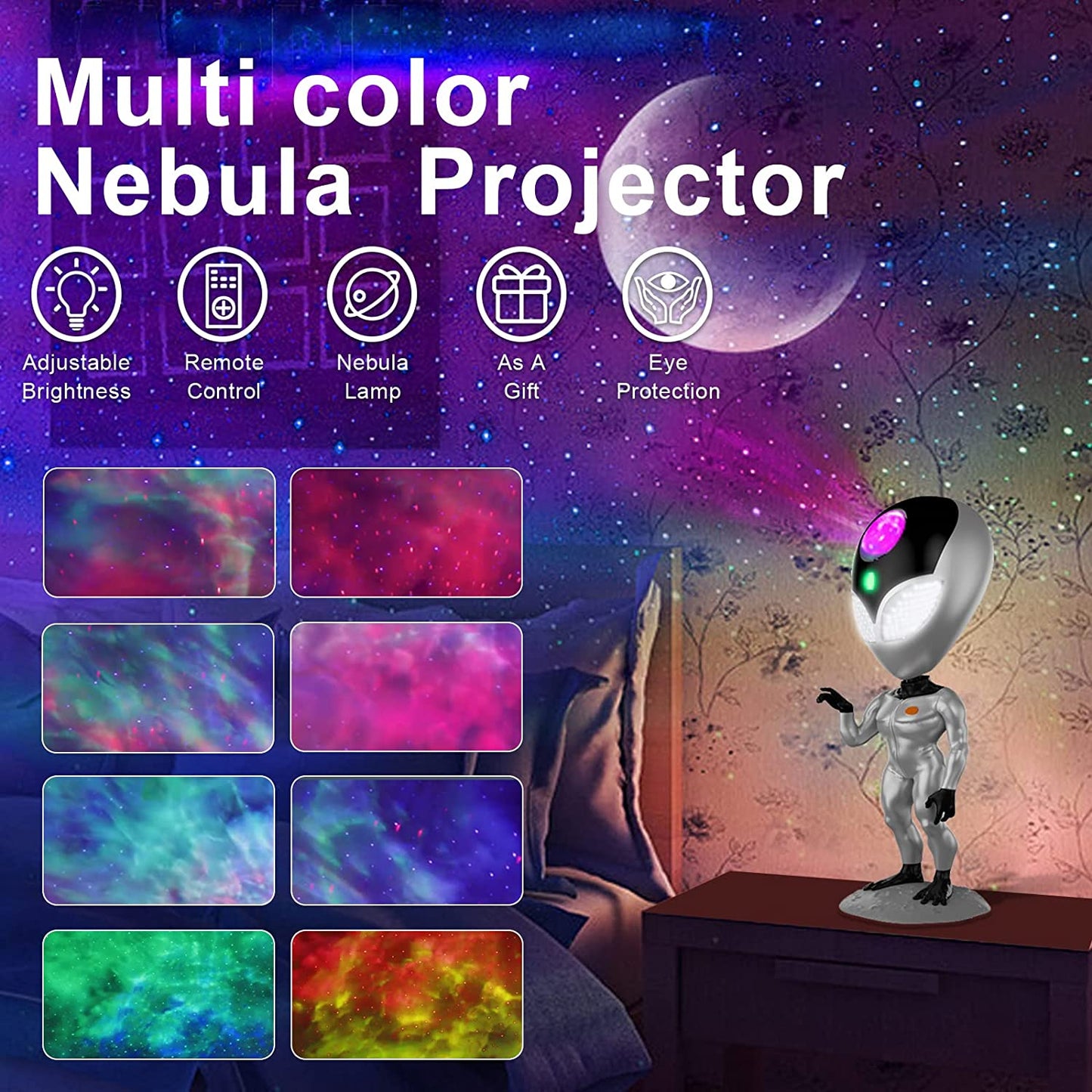 RoyaleGlow Alien Space Projection Lamp with Interactive Voice Control