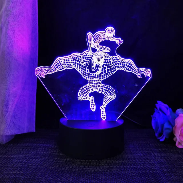 Royallure 3D Spiderman LED Night Light - USB Powered Phantom Desk Lamp - DEEP BLUE / 7 colors no remote