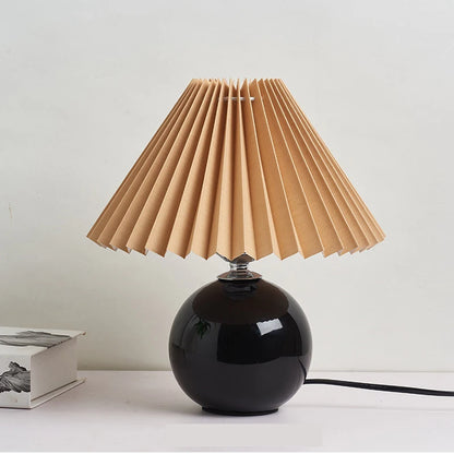 Ceramic Pleated Table Lamp with Tricolored LED