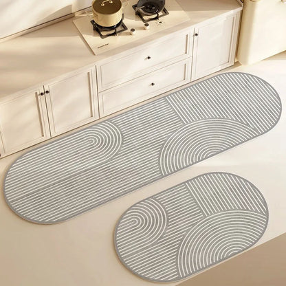 Royaleva Absorbent Anti-Slip Rug - Washable Diatomite Kitchen and Bathroom Mat - Design 1 / 50X120CM