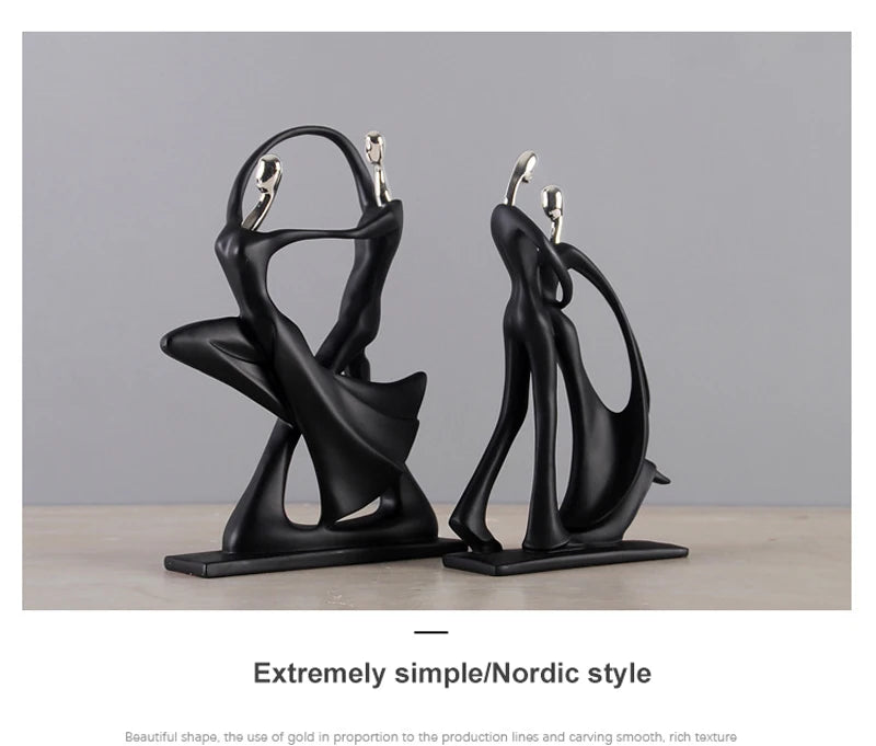 Elegant Nordic Art Dancing Couple Resin Figurines - A Perfect Touch for Home Decor