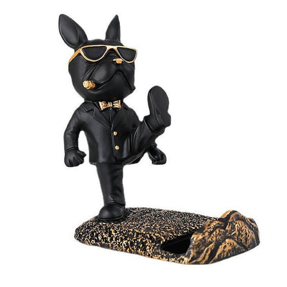 Royaleva Kung Fu Bulldog Phone Stand - Unique Dog Figurine Holder for Desk or Home - Default Title