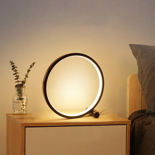 Royaleva Circle of Life Table Lamp - Minimalist Design, Touch-Control, Dimmable - Black