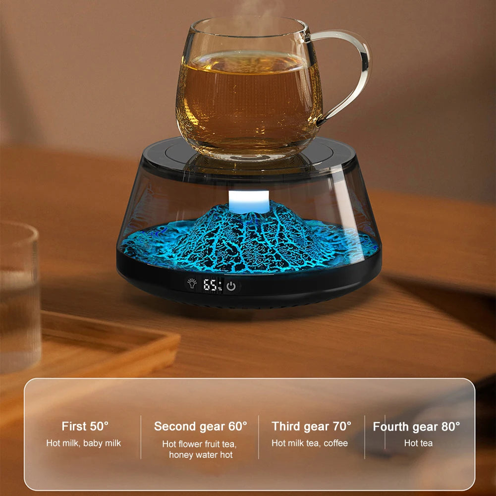 Royaleva USB Smart Cup Warmer Coaster – LED-Lit Thermostatic Heating for Coffee & Tea