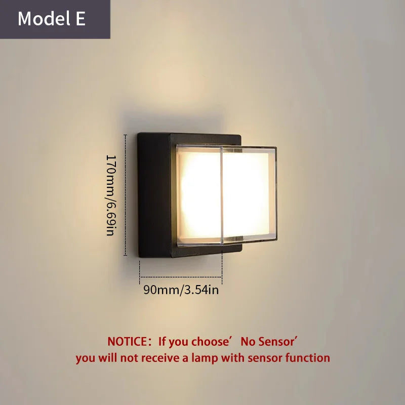 Royaleva Motion Sensor LED Wall Light for Modern Outdoor Spaces - No Sensor / Model G / Warm White