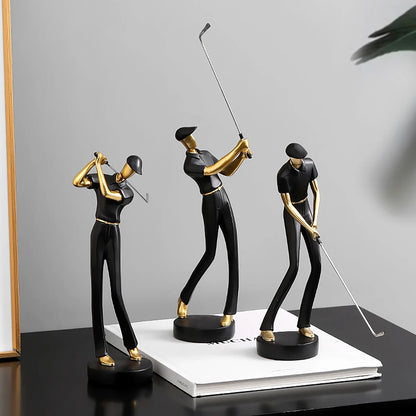 Creative Golfer Figurines – Abstract Golf Player Ornament for Modern Home Decor