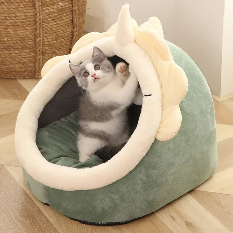 Royaleva Warm Soft Pet Bed - Cozy Foldable Cat Cave for Small Dogs and Cats - Mint Green