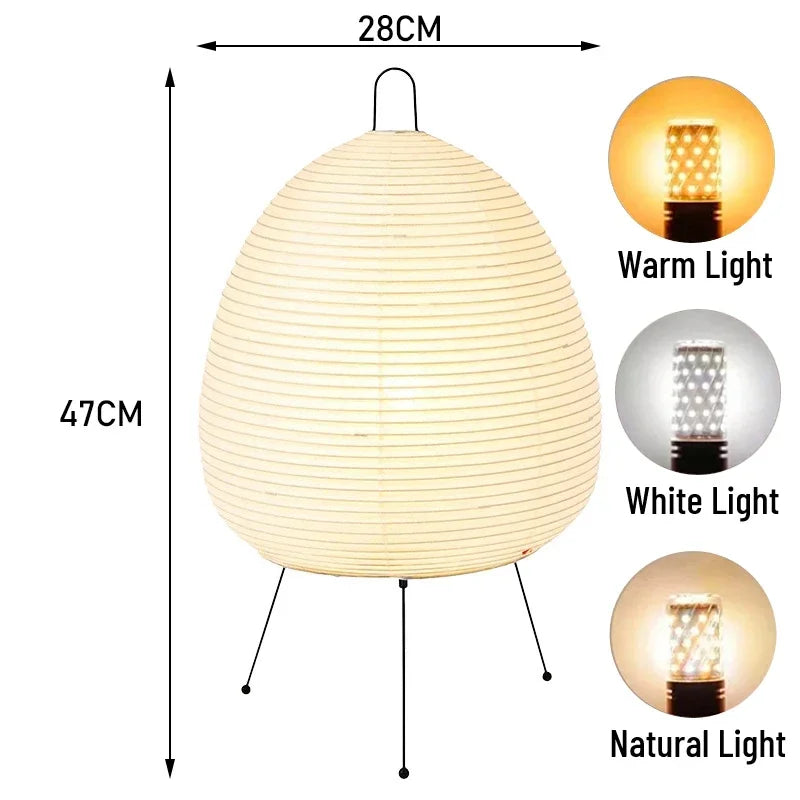 Royaleva Japanese Xuan Paper Table Lamp with Dimmable LED Light - A