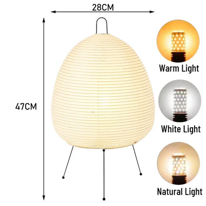 Royaleva Japanese Xuan Paper Table Lamp with Dimmable LED Light - A