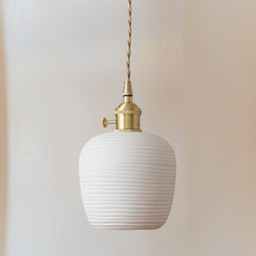 RoyaleGlow Artisan-Made Ceramic Pendant Light – Unique Handcrafted Lampshade - Jar