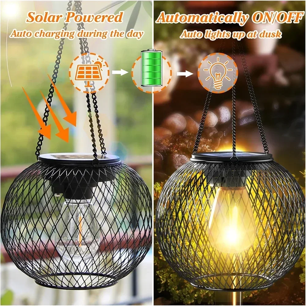 Royelux Solar Hanging Lantern Light - Waterproof Metal Decorative Outdoor Lamp