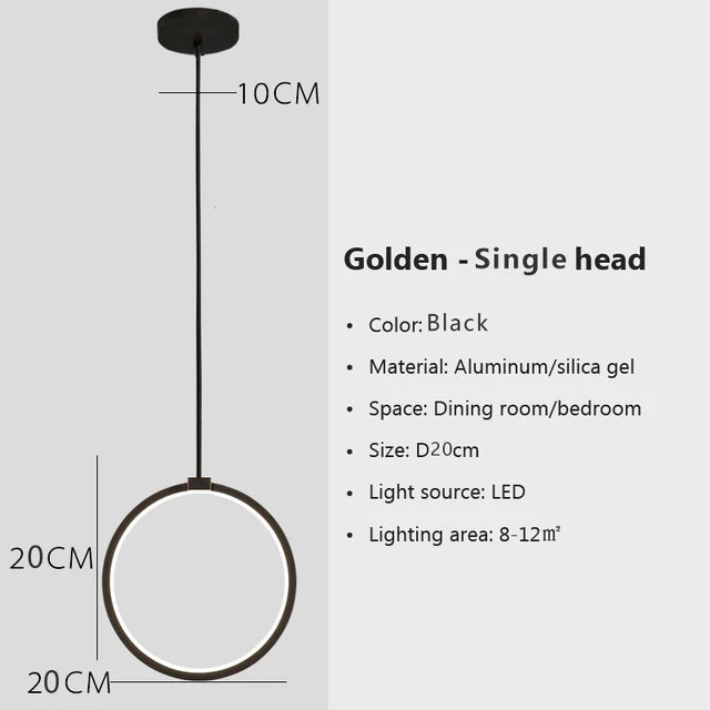 Royelux Minimalist LED Pendant Chandelier – Modern Elegance for Living Spaces - C-Black-1head / Warm White (no RC )